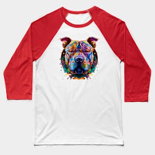 Pit Bull Terrier Painting Art Baseball T-Shirt